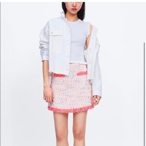 Zara frayed hem mini skirt Nwt white small